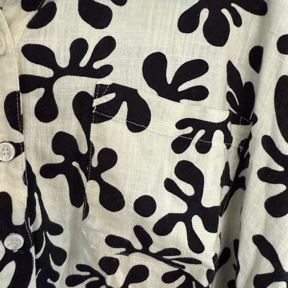 Lost + Wander Linen blend Minerva’s Spell Boxy Fit Short Sleeve Top Large - Picture 7 of 8